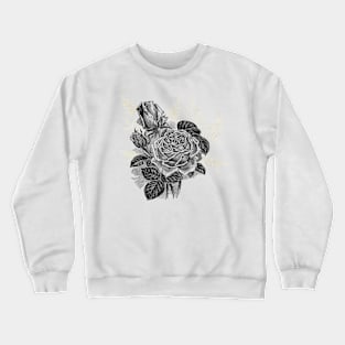 Black Rose Flower with Gold, Botanical Illustration Crewneck Sweatshirt